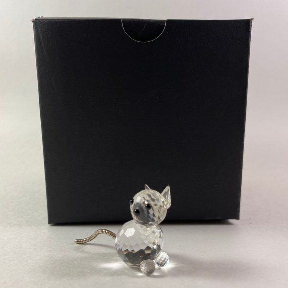 Swarovski Crystal Mini Cat Figurine 1982 metal Chain Austria 1.25 inches - Picture 1 of 9